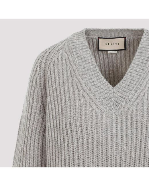 Knitwear > v-neck knitwear Gucci en coloris Gray