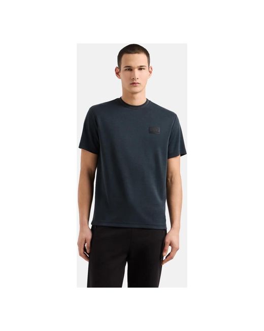 EA7 Tops ,Zwart ,Katoen T-Shirt Met Korte Mouwen in het Blue voor heren