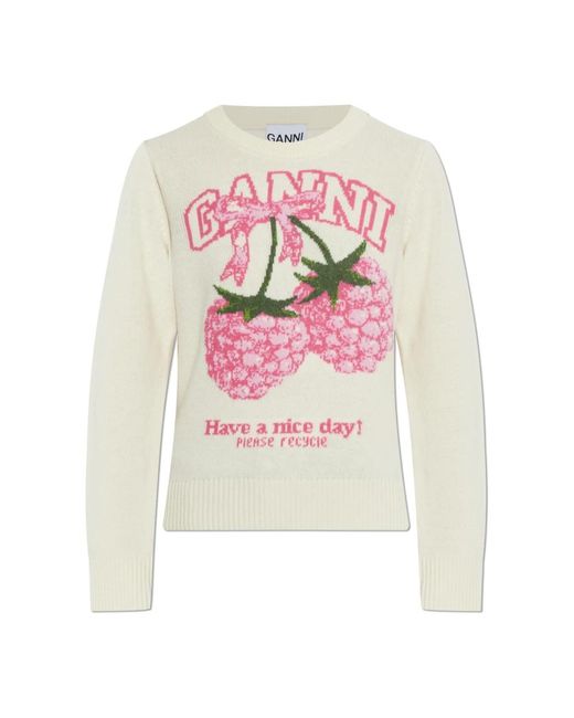 Ganni Pink Round-Neck Knitwear
