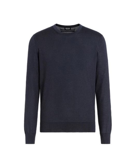 Zegna Blue Cashmere Knitwear for men
