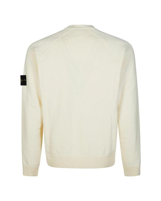 Stone Island White Round-Neck Knitwear for men
