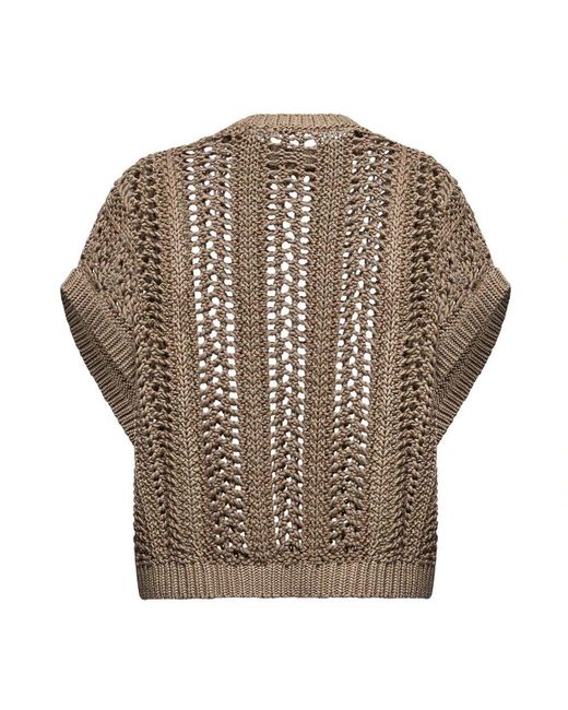 Round-Neck Knitwear di Brunello Cucinelli in Brown