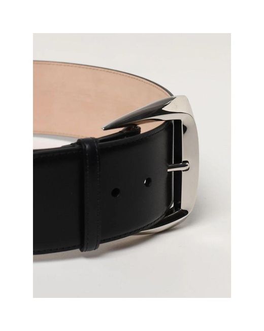 Alexander McQueen Black Schwarzer Ledergürtel Mit Silberschnalle