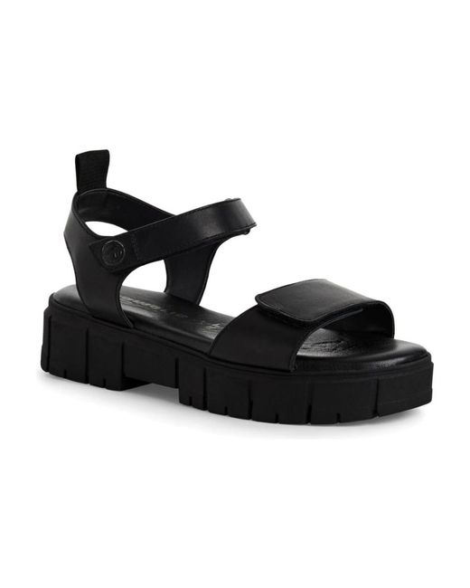 Tamaris Black Flat Sandals