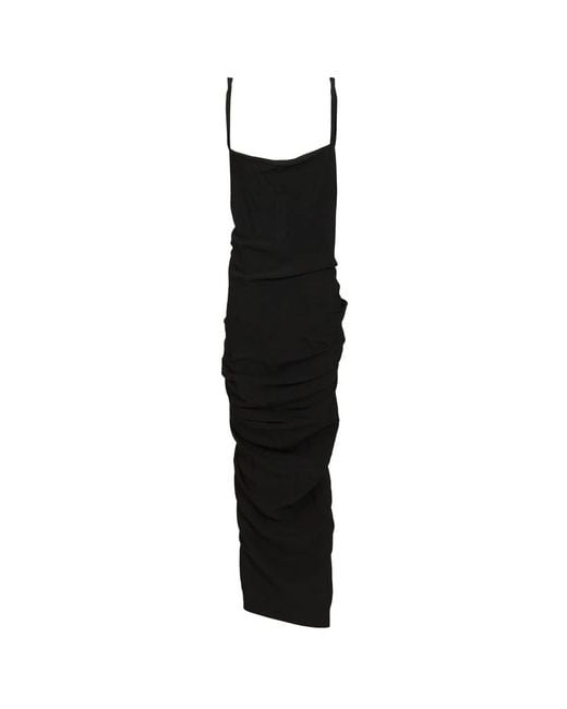 Rick Owens Black Long Draped Cady Dress