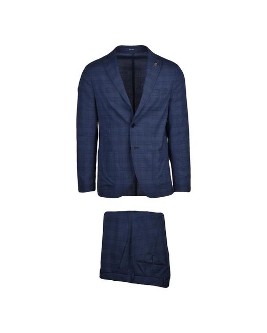 Paoloni Blue Single Breasted Suits for men