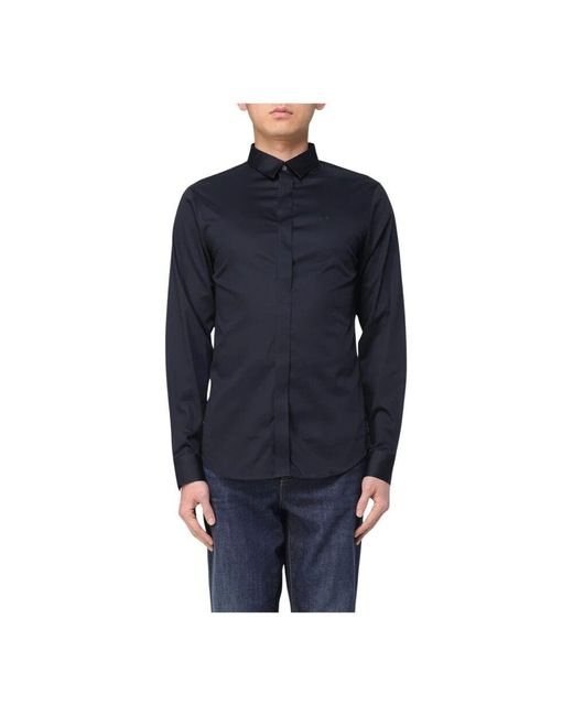 ARMANI EXCHANGE Weiße Baumwoll-Langarmhemd in Blue für Herren