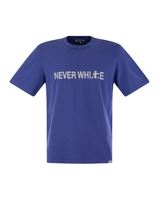 Premiata Tops ,Blauw ,Katoen Hot-Dyed Katoenen T-Shirt Met Zeefdruk in het Blue voor heren