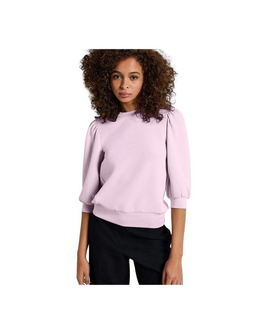 SELECTED Hoodies & Sweatvesten ,Roze ,Polyester Roze Pofmouw Sweatshirt in het Pink