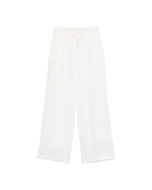 Semicouture White Weiße Hose Mit Box-Pleat-Detail
