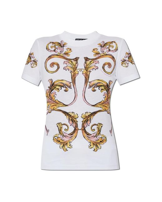 Versace Jeans Couture White T-Shirt Mit Barocco-Print