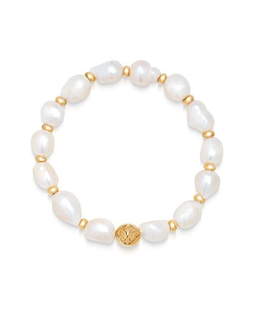 Nialaya Metallic `s wristband with baroque pearls and gold