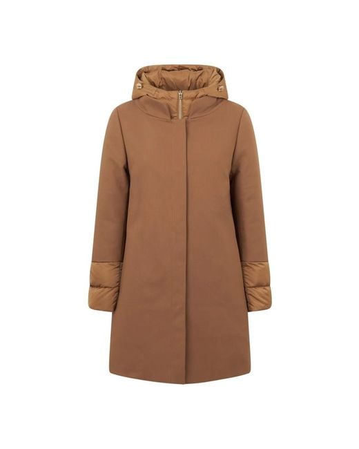Cappotto in lana marrone con puffer rimovibile di Herno in Brown