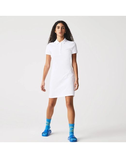Lacoste Kleedjes ,Wit ,Katoen Witte Polo Jurk Elegante Stijl in het White