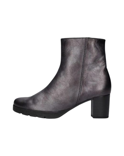 Gabor Black Graue Leder-Stiefeletten