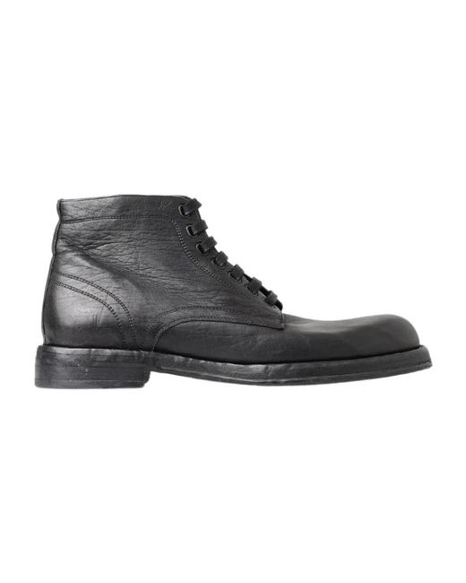 Dolce & Gabbana Black Lace-Up Boots for men