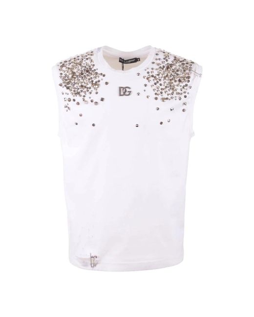 Dolce & Gabbana White Sleeveless Tops for men