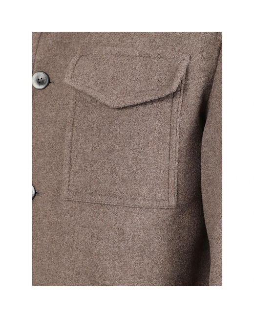 Herno Jassen ,Bruin ,Wol Wollen Twill Jas Met Drukknoop in het Brown voor heren
