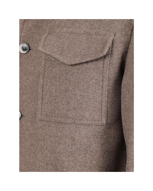 Herno Jassen ,Bruin ,Wol Wollen Twill Jas Met Drukknoop in het Brown voor heren