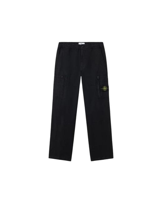 Stone Island Black Straight Trousers for men