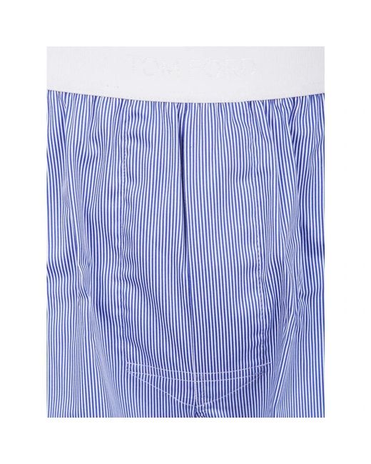 Tom Ford Ondergoed ,Blauw ,Katoen Striped Poplin Stretch Boxer in het Blue voor heren