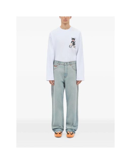 Wide Jeans MSGM pour homme en coloris Blue