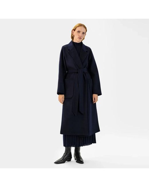 IVY & OAK Blauwe Wollen Jas Met Revers in het Blue