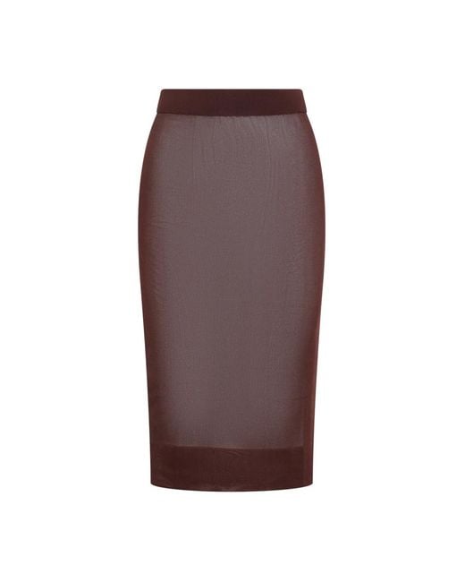 Saint Laurent Gebreide Kokerrok in het Brown