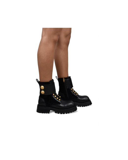 Balmain Black Lace-Up Boots
