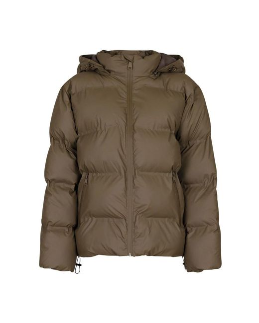 Neo Noir Jassen ,Groen ,Polyester Donker Taupe Gewatteerde Jas Met Capuchon in het Green