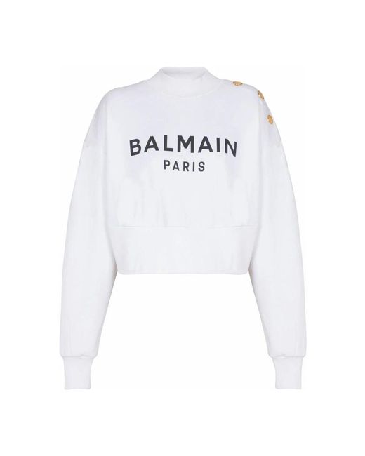 Balmain White Sweatshirt Mit Paris-Print