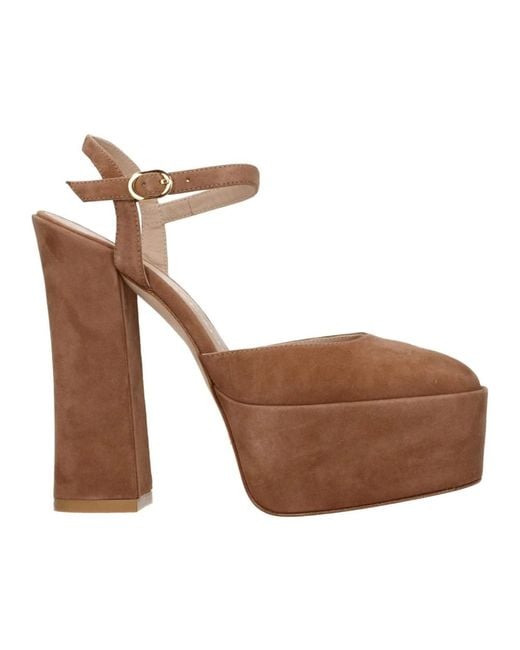 Stuart Weitzman Brown Beiger Ledersandalen Hoher Absatz
