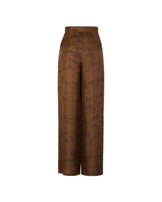 Max Mara Broeken ,Bruin ,Silk Broeken in het Brown