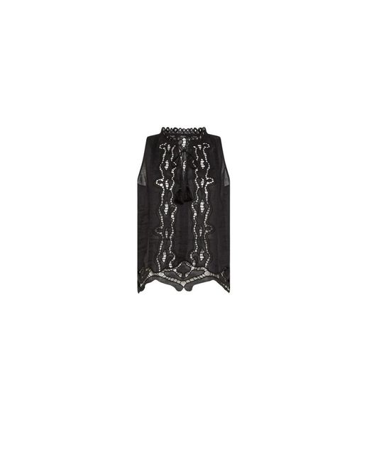 Seventy Top Ricamato in het Black