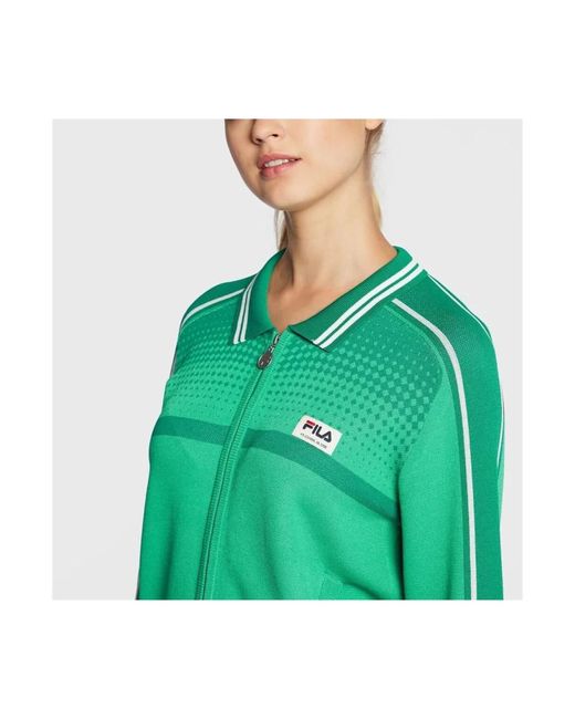 Fila Green Sweatshirt mit reißverschluss und sichtbarem logo