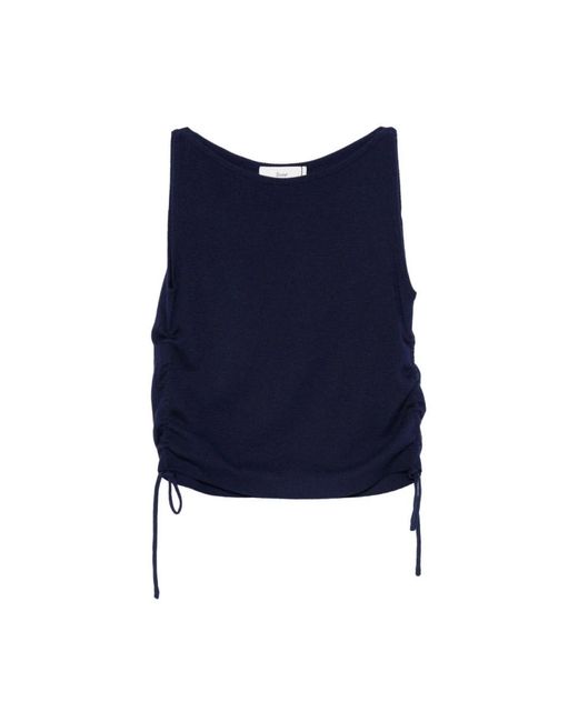 DUNST Drawstring Boat Neck Top in het Blue