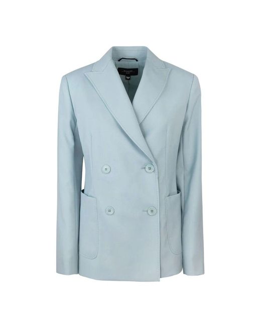 Max Mara Blue Blaue wolljacke klassischer stil