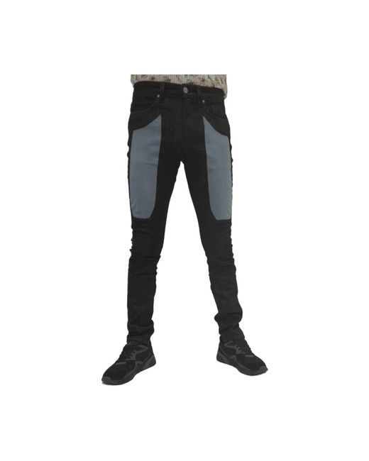 Jeans skinny fit 5-pocket con toppa in alcantara di Jeckerson in Black da Uomo