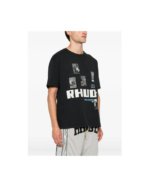 Rhude Graphic Print Crew Neck T-Shirt in het Black voor heren