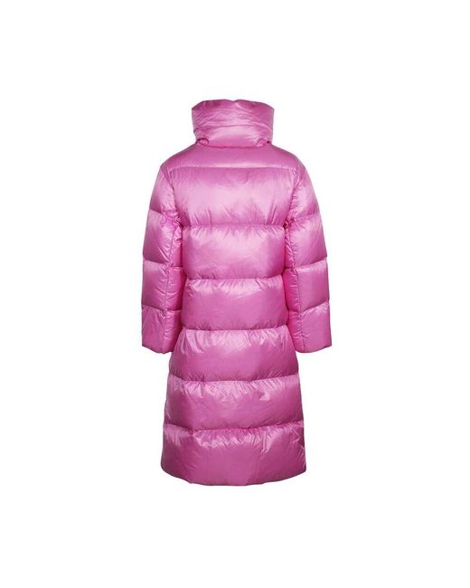 Abrigo Largo Acolchado Con Capucha Y Cinturón, Mujer, Talla Duvetica de color Pink