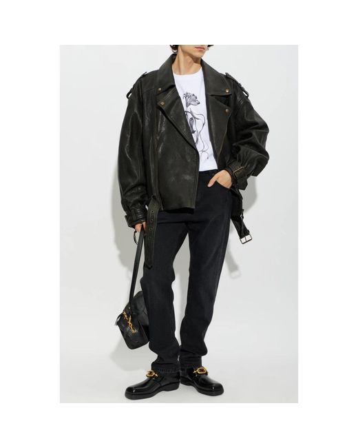 Leather Jackets Balmain de hombre de color Black