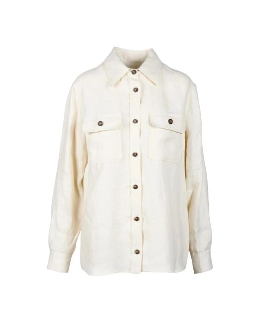 Weekend by Maxmara White Valda Leinenhemd