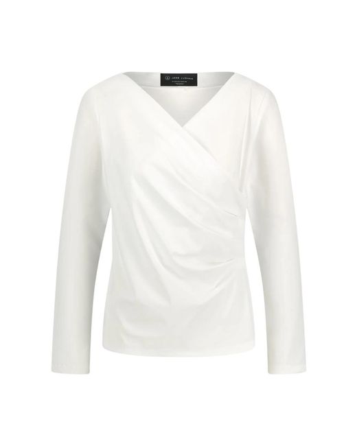 Jane Lushka White Wickelsilhouette v-ausschnitt bluse weiß