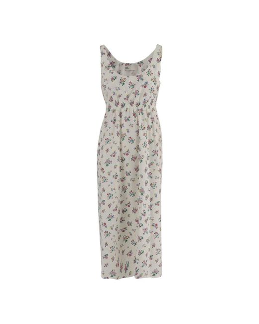 Tory Burch Kleedjes ,Veelkleurig ,Katoen Mouwmloze Katoenen Jurk Met Bloemenpatroon in het Gray