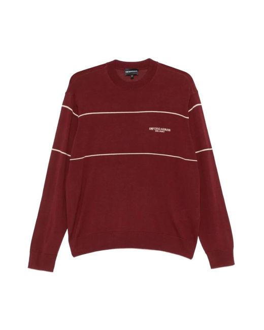 Emporio Armani Red Round-Neck Knitwear for men