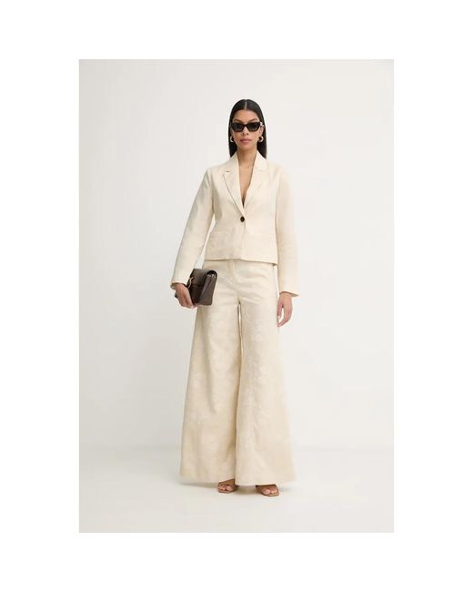 Pinko Idony Geborduurd Linnen Blazer in het Natural