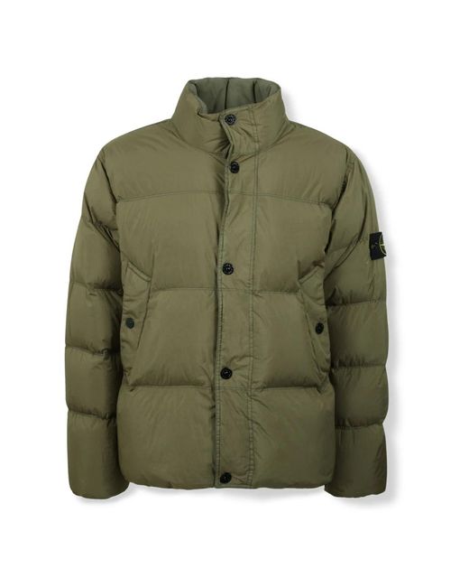 Stone Island Button Puffer Jacket in Green für Herren