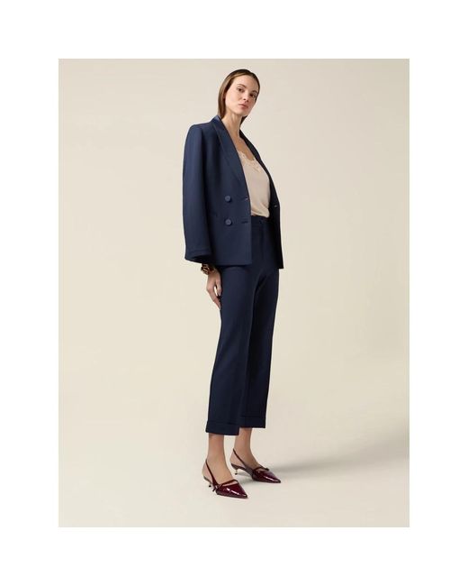 Oltre Broeken ,Blauw ,Polyester Cropped Broeken in het Blue