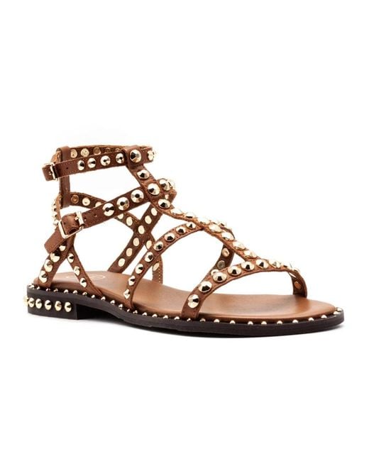 Ash Brown Flat Sandals