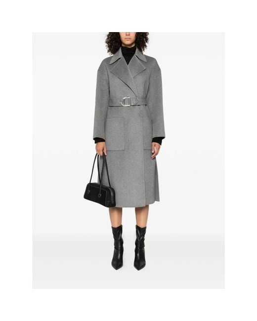 Liu Jo Gray Belted Coats